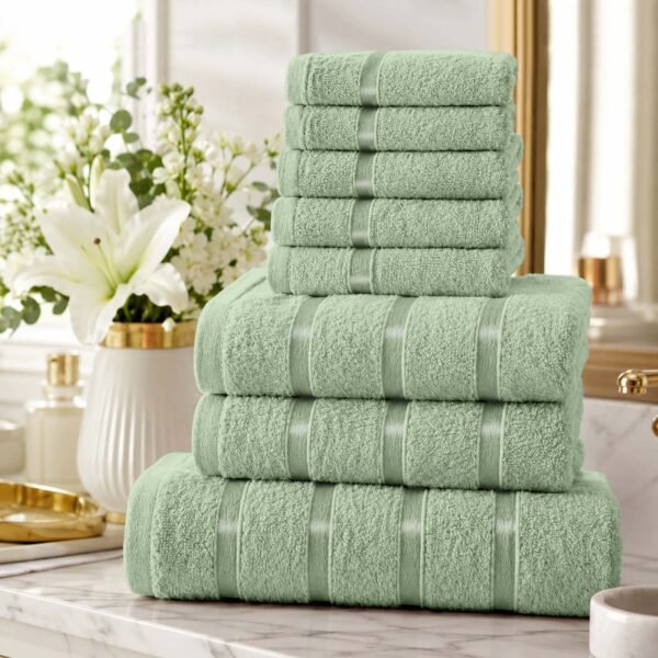 8 Piece Ultra Soft Cotton Towel Bale Set - Sage Green
