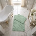 Luxury Pebbles Bathroom Mat 2 Piece - Sage Green