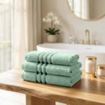 3 Pack Stripe Cotton Towel Sets - Sage Greenvvvv