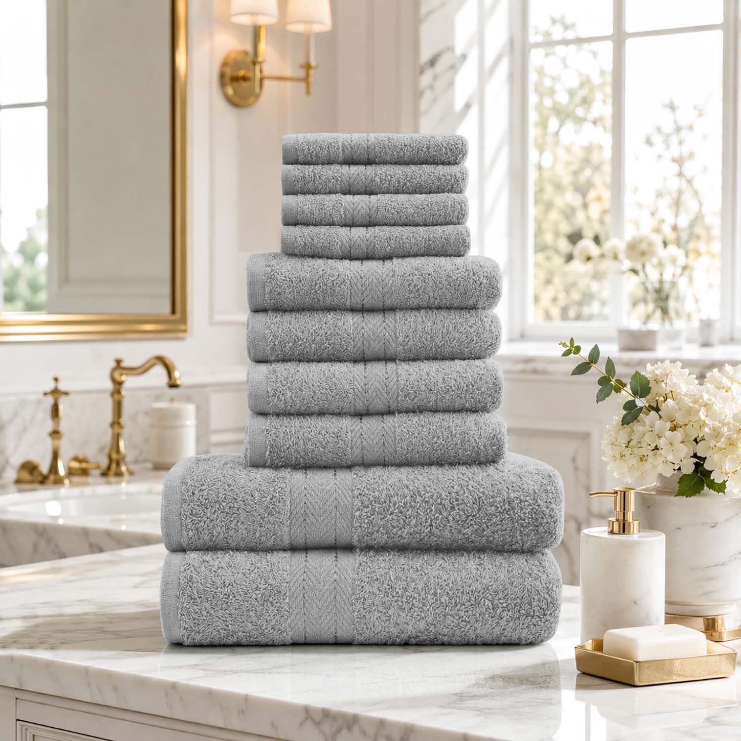 Silver 1 10 Piece Super Absorbent Towel Bale Set - Silver