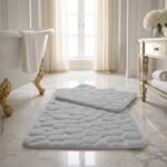 Luxury Pebbles Bathroom Mat 2 Piece - Silver