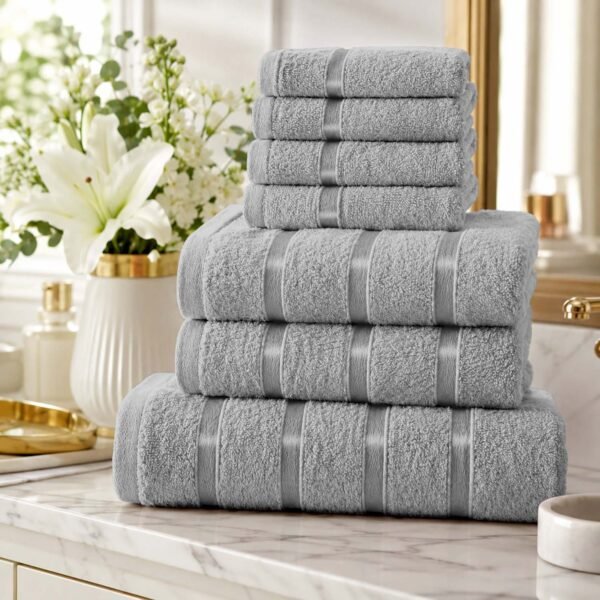 8 Piece Ultra Soft Cotton Towel Bale Set - Silver