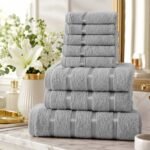 8 Piece Ultra Soft Cotton Towel Bale Set - Silver