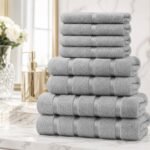 8 Piece Ultra Soft Cotton Towel Bale Set - Silver