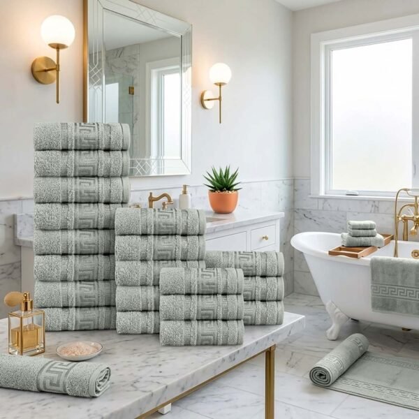20 Piece Luxury Cotton Greek Towel Bale Set - Silver