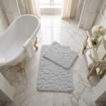 Luxury Pebbles Bathroom Mat 2 Piece - Silver