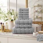 8 Piece Ultra Soft Cotton Towel Bale Set - Silver