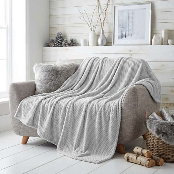 Popcorn Fleece Throw Blanket - Silver
