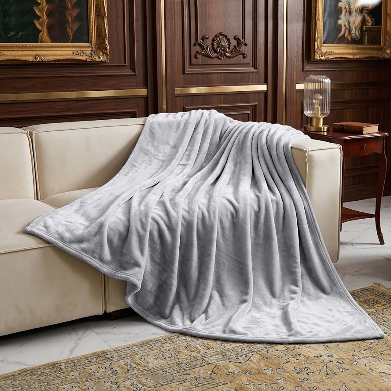 Silver 2 Luxury Plush Fur Throw - Silver