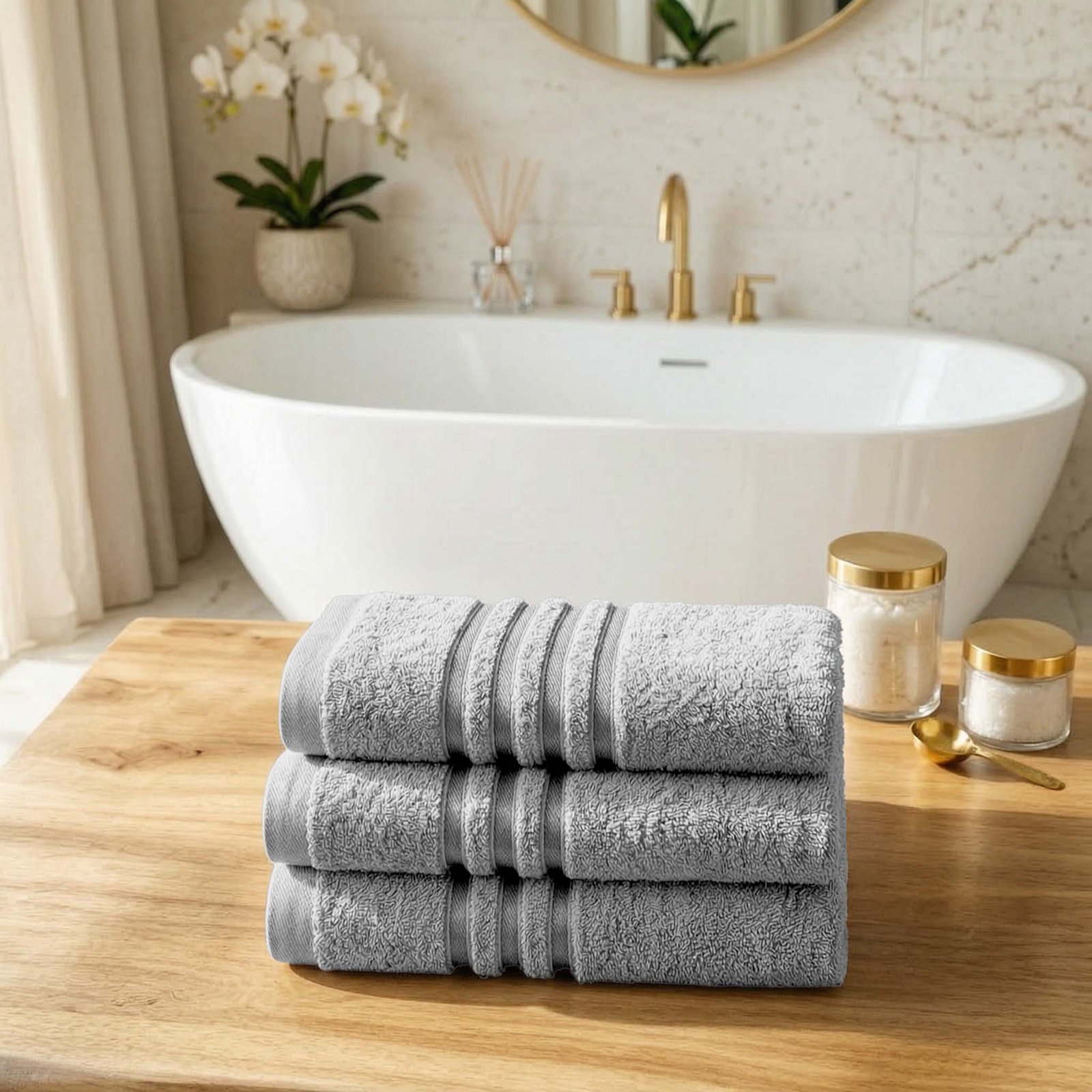 Silver 2 3 Pack Stripe Cotton Towel Sets - Silver