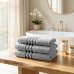 3 Pack Stripe Cotton Towel Sets - Silver