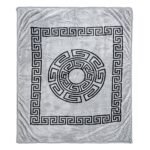 Luxury Greek Key Fleece Blanket Silver/Black - Image 8