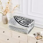 Luxury Greek Key Fleece Blanket Silver/Black - Image 6