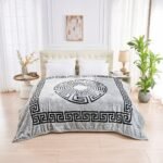 Luxury Greek Key Fleece Blanket Silver/Black - Image 3