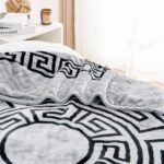 Luxury Greek Key Fleece Blanket Silver/Black - Image 4