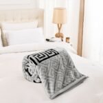 Luxury Greek Key Fleece Blanket Silver/Black - Image 7