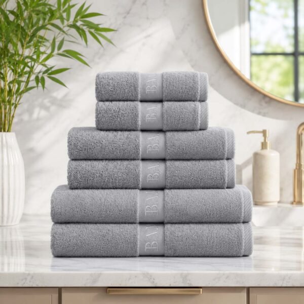 Highly Absorbent Soft Bamboo Towel Set - Silver