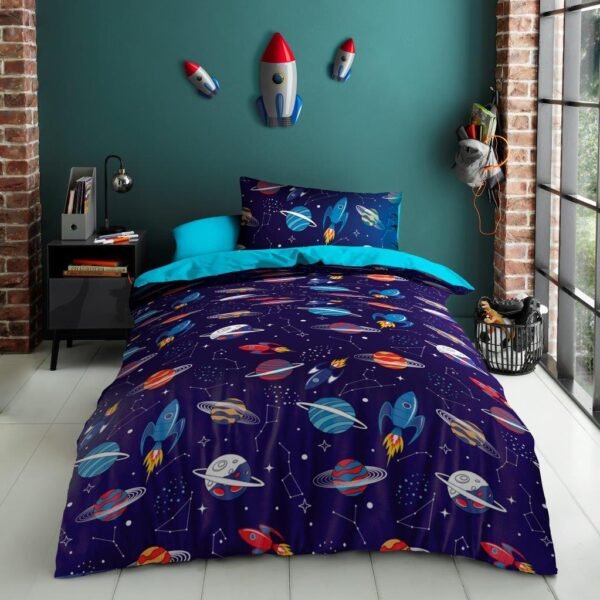 Boys Space Explorer Duvet Cover Set - Dark Blue
