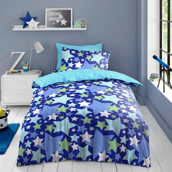 Galaxy Star Kids Duvet Cover Set - Blue
