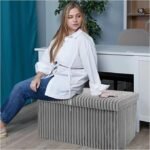 Luxury Fabric Storage Chest With Lid - Grey