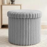 Luxury Fabric Storage Chest With Lid - Grey