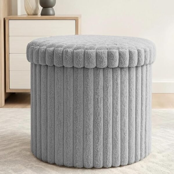 Luxury Fabric Storage Chest With Lid - Grey