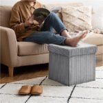 Luxury Fabric Storage Chest With Lid - Grey