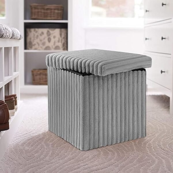 Luxury Fabric Storage Chest With Lid - Grey