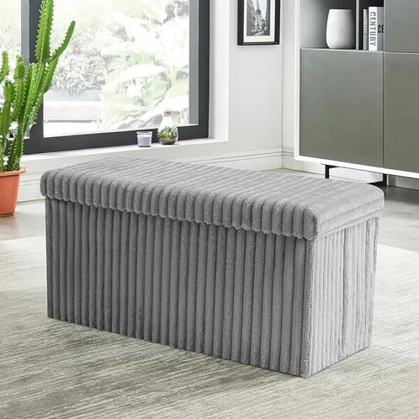 Luxury Fabric Storage Chest With Lid - Grey