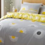 Reversible Sun Flower Duvet Cover Set - Grey