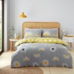 Reversible Sun Flower Duvet Cover Set - Grey
