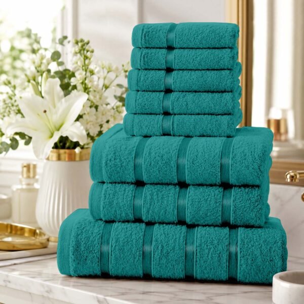 8 Piece Ultra Soft Cotton Towel Bale Set - Teal