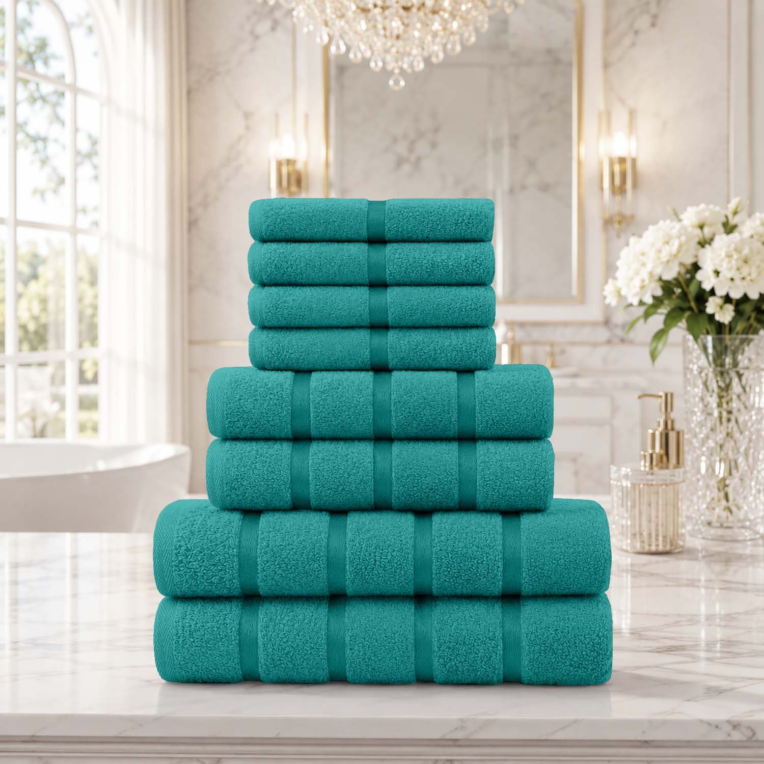 Teal 2 8 Piece Ultra Soft Cotton Towel Bale Set - Sage Green