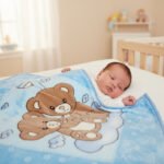 Teddy Friends Baby Fleece Blanket - Blue - Image 3