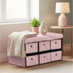Large Ribbed Storage Boxes with Lid - Pink
