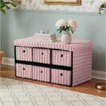 Large Ribbed Storage Boxes with Lid - Pink