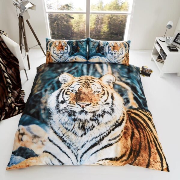 Luxury 3D Tiger Duvet Cover Set – Brown