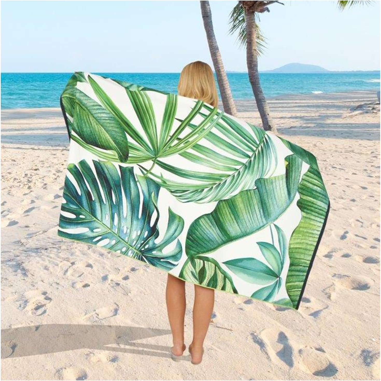 Tropical Leaf Forest Sand Free Beach Towel Tropical Leaf - Green