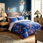 Reversible Botanical Birds Duvet Cover Set - Navy