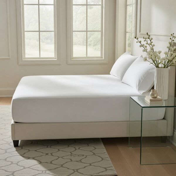 100% Cotton 300 TC Fitted Bed Sheet - White
