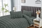 Luxury Raised Texture Duvet Cover Set - Charcoal