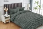 Luxury Raised Texture Duvet Cover Set - Charcoal