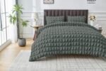 Luxury Raised Texture Duvet Cover Set - Charcoal