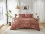 Luxury Raised Texture Duvet Cover Set - Rust