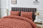 Luxury Raised Texture Duvet Cover Set - Rust