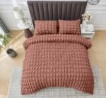 Luxury Raised Texture Duvet Cover Set - Rust