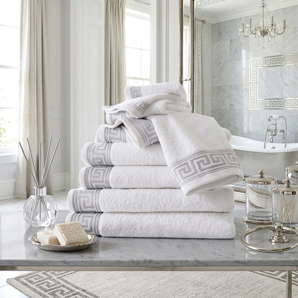 Luxury 8 Piece Cotton Towel Bale Set - White