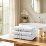 3 Pack Stripe Cotton Towel Sets - White