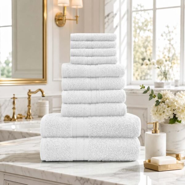 10 Piece Super Absorbent Towel Bale Set - White