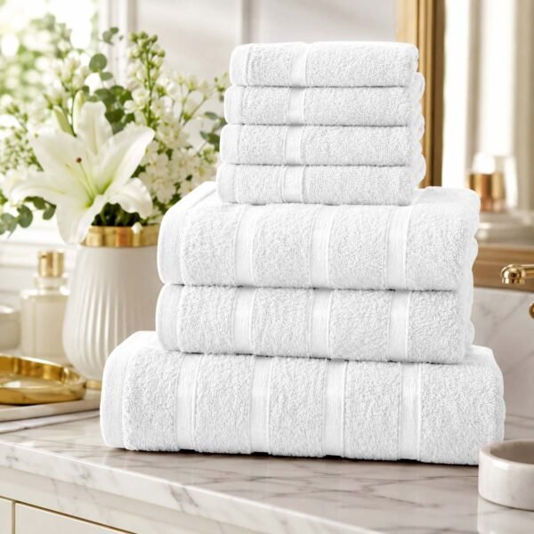 8 Piece Ultra Soft Cotton Towel Bale Set - White
